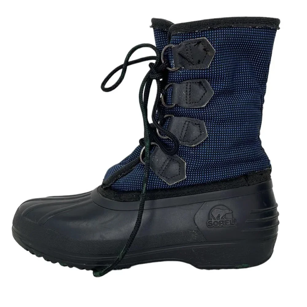 Sorel Snow Boot Lace Up Shoe Blue Black Size 6